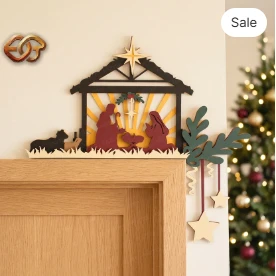 Nativity Scene Door Toppers 3D Layered SVG | Christmas Paper cut File 1