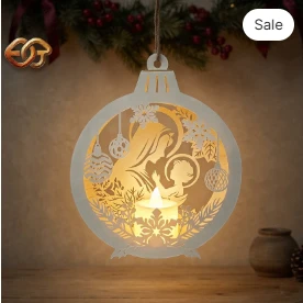 Christmas Ornament Candle paper Lantern SVG - 3D Christmas Night Light Template 2
