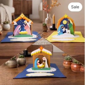 Combo 3 Nativity Scene pop-up Card Paper Craft SVG - 3D Layered Christmas Template for Cricut