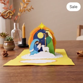 Nativity scene pop-up card SVG - 3D Layered Christmas Paper Craft Template for Cricut 2