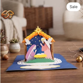 Nativity scene pop-up card SVG - 3D Layered Christmas Paper Craft Template for Cricut 1