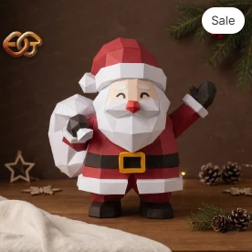 3D santa Claus papercraft SVG | DIY Low Poly Template