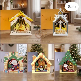 Combo 5 Christmas pop-up SVG - 3D Layered Christmas Paper Craft Template for Cricut