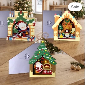 Combo 3 Christmas pop-up SVG - 3D Layered Christmas Paper Craft Template for Cricut