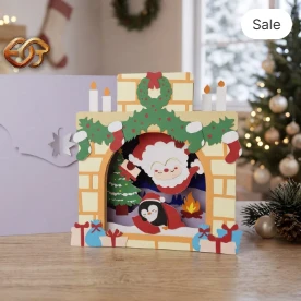 Christmas pop-up Fireplace SVG - 3D Layered Christmas Paper Craft Template for Cricut