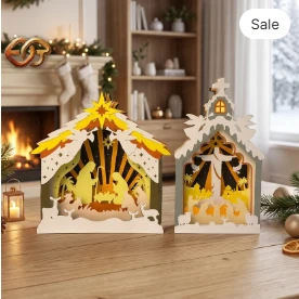 Combo 2 Christmas pop-up Nativity scene SVG - 3D Layered Christmas Paper Craft Template for Cricut