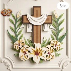 Floral Cross 3D Layered SVG | Christmas Paper Cut File