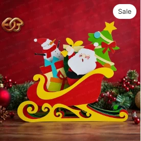 santa Claus Sleigh pop-up SVG - 3D Layered Christmas paper Craft Template for Cricut 2