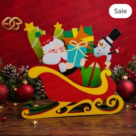 santa Claus Sleigh SVG — 3D Layered Christmas paper Craft Template for Cricut 1