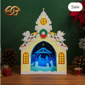 Nativity scene pop-up card SVG - 3D Layered Christmas paper Craft Template for Cricut