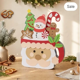 santa Claus pop-up Mug SVG - 3D Layered Chrismas Paper Craft Template for Cricut