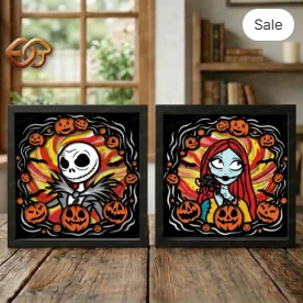 Combo 2 Nightmare Before Christmas Shadow Box SVG for Cricut | 3D Layered SVG Paper Cut Light Box Template