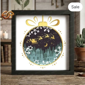 Christmas Snowball Shadow Box SVG for Cricut | 3D Layered SVG Paper cut Light Box Template