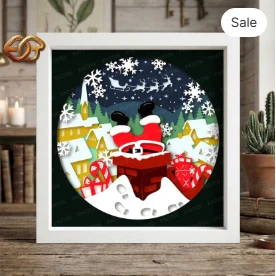 Santa Claus Shadow Box SVG for Cricut | 3D Layered SVG Paper Cut Light Box Template 4