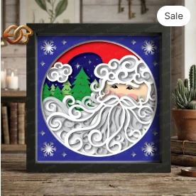 Santa Claus Shadow Box SVG for Cricut | 3D Layered SVG Paper Cut Light Box Template 1