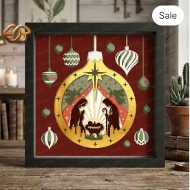 Nativity Scene Shadow Box SVG for Cricut | 3D Layered SVG Paper cut Light Box Template 3