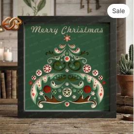 Christmas Tree Shadow Box SVG for Cricut | 3D Layered SVG Paper cut Light Box Template 2