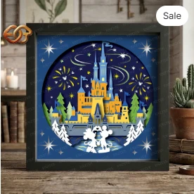 Christmas Disneyland Shadow Box SVG for Cricut | 3D Layered SVG Paper Cut Light Box Template 2
