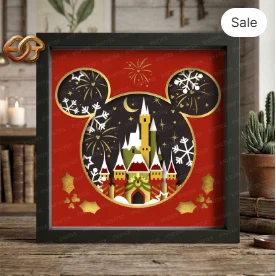 Christmas Castle Shadow Box SVG for Cricut | 3D Layered SVG Paper Cut Light Box Template