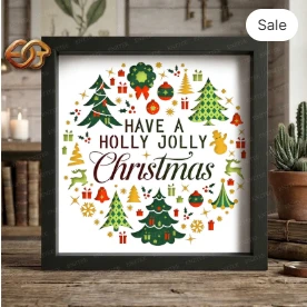 A HOIly JOIly Christmas Shadow Box SVG for Cricut | 3D Layered SVG Paper Cut Light Box Template