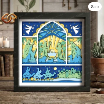 Nativity scene Shadow Box SVG for Cricut | 3D Layered SVG Paper Cut Light Box Template 1