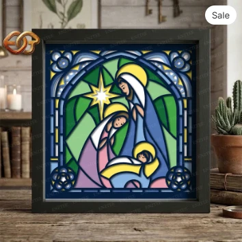 Nativity scene Shadow Box SVG for Cricut | 3D Layered SVG Paper Cut Light Box Template 2