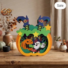BOO Halloween pop-up Pumpkin SVG - 3D Layered Halloween Paper Craft Template for Cricut