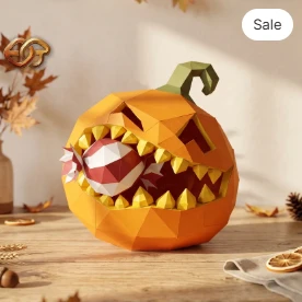 3D Pumpkin papercraft SVG | DIY Low POIy Template