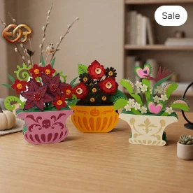 Combo 3 Halloween Plant pop-up pot SVG - 3D Layered Halloween Paper Craft Template for Cricut
