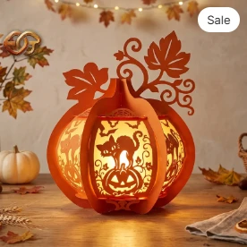 Pumpkin paper Lantern SVG - 3D Fall Season Night Light Template 3
