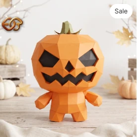 3D Pumpkin Man papercraft SVG | DIY Low POIy Template