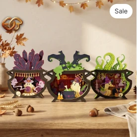 Combo 3 Halloween BOO pop-up Claudron SVG - 3D Layered Halloween Paper Craft Template for Cricut