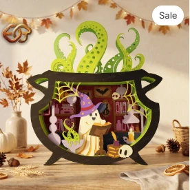 Halloween BOO pop-up Claudron SVG - 3D Layered Halloween Paper Craft Template for Cricut 3