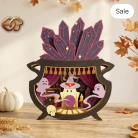 Halloween BOO pop-up Claudron SVG - 3D Layered Halloween Paper Craft Template for Cricut 2