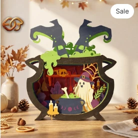 Halloween BOO pop-up Claudron SVG - 3D Layered Halloween Paper Craft Template for Cricut 1