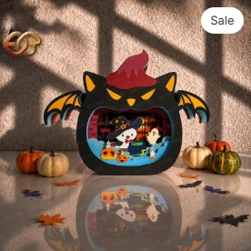 Spooky Cat pop-up SVG - 3D Layered Halloween paper Craft Template for Cricut 1
