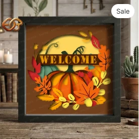 Pumpkin Shadow Box SVG for Cricut | 3D Layered SVG Paper Cut Light Box Template 1