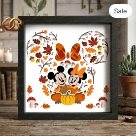 Fall Mouse Shadow Box SVG for Cricut | 3D Layered SVG Paper Cut Light Box Template 1