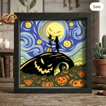 starry Fright Shadow Box SVG for Cricut | 3D Layered SVG Paper Cut Light Box Template