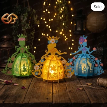 Combo 3 Floral princess paper Lantern SVG - 3D Fairy Tale Night Light Template