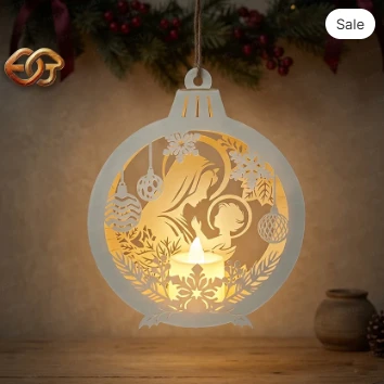 Christmas Ornament Candle paper Lantern SVG Christmas Night Light Template 2