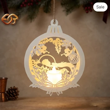 Christmas Ornament Candle paper Lantern SVG - 3D Christmas Night Light Template 3