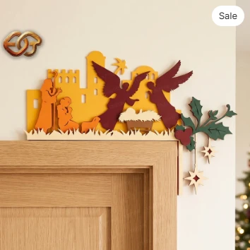 Nativity Scene Door Toppers 3D Layered SVG | Christmas Paper Cut File 2