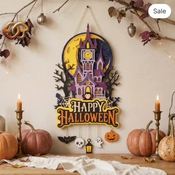 Halloween Door Hanger 3D Layered SVG | Halloween Paper Cut File 1