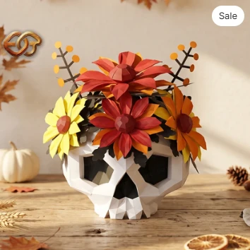 3D Skull papercraft SVG | DIY Low Poly Template