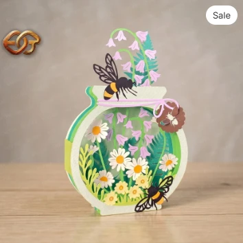 Floral Garden pop-up Jar SVG - 3D Layered Flower Jar Paper Craft Template for Cricut 1