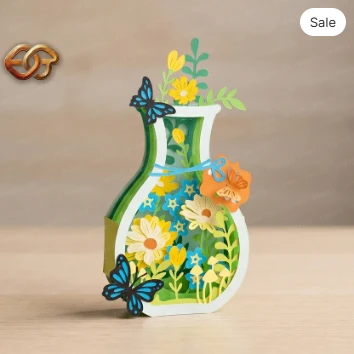 Floral Garden pop-up Jar SVG - 3D Layered Flower Jar Paper Craft Template for Cricut 2