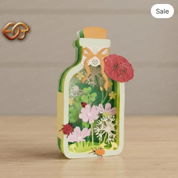 Floral Garden pop-up Jar SVG - 3D Layered Flower Jar Paper Craft Template for Cricut 3