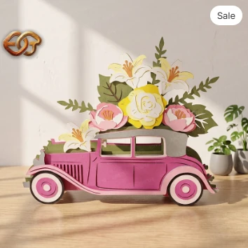 Flower pop-up car SVG - 3D Layered Flower car Paper Craft Template for Cricut 1