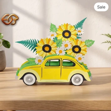 Flower pop-up car SVG - 3D Layered Flower car Paper Craft Template for Cricut 2